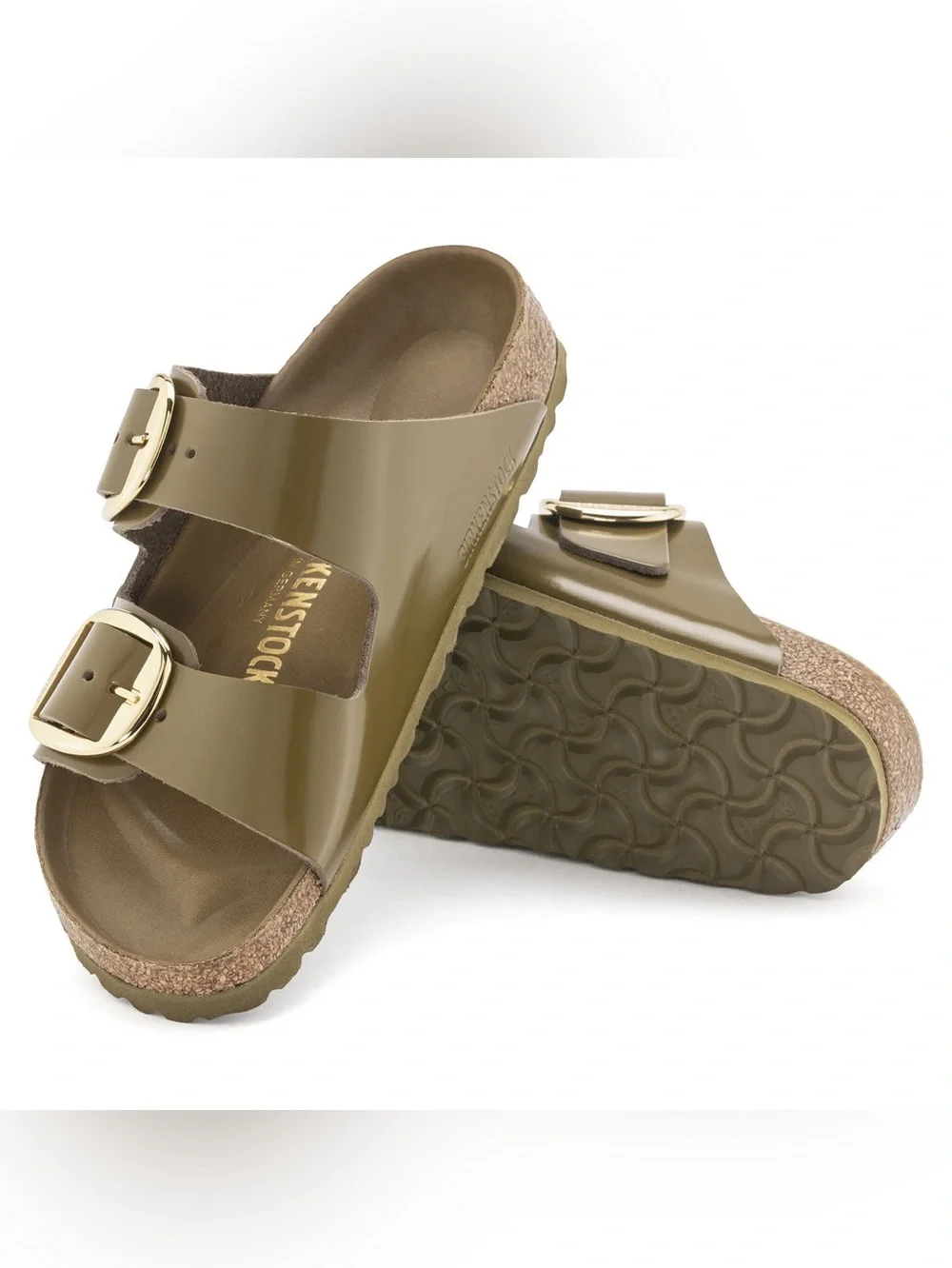 Birkenstock Big Buckle High Shine Leather Green Size 39 Regular Width - Picture 10 of 10